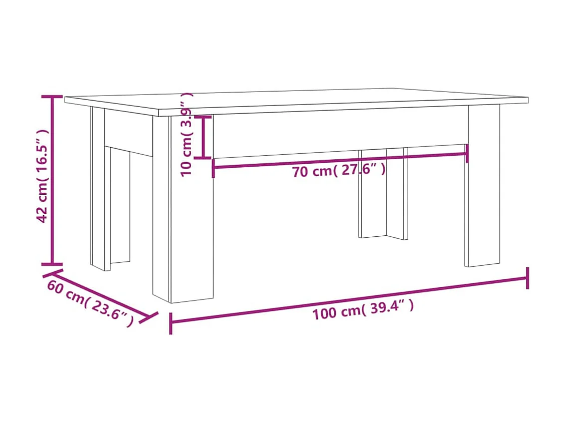 Tavolino da Salotto Grigio Sonoma 100x60x42cm Legno Multistrato
