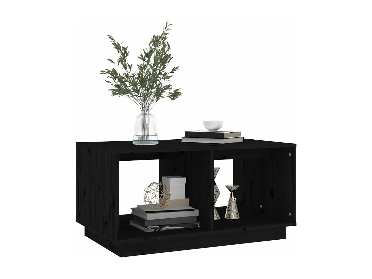 Couchtisch Schwarz 80x50x40 cm Massivholz Kiefer