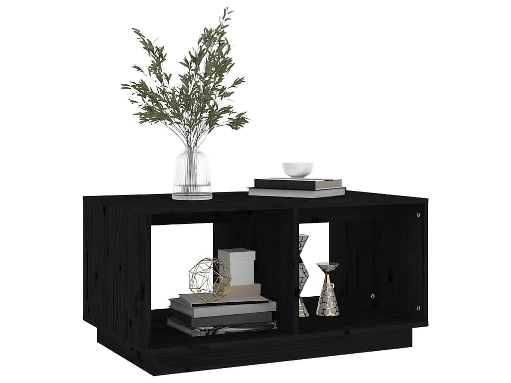 Table basse Noir 80x50x40 cm Bois massif de pin