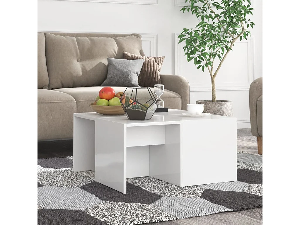 Tables basses 4 pcs blanc brillant 33x33x33cm bois d'ingénierie