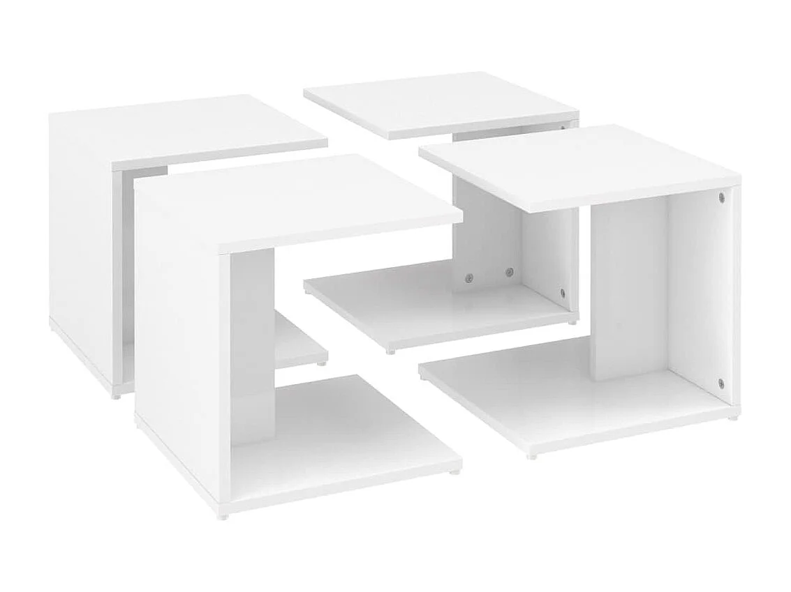 Tables basses 4 pcs blanc brillant 33x33x33cm bois d'ingénierie