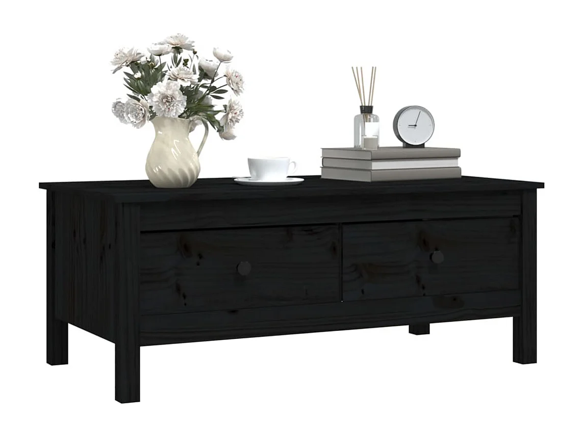 Mesa de centro 100x50x40 cm madeira de pinho maciça preto