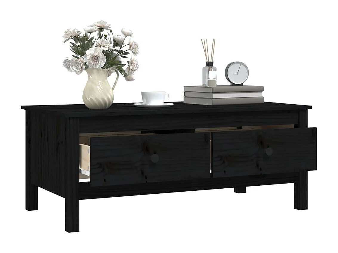 Mesa de centro 100x50x40 cm madeira de pinho maciça preto