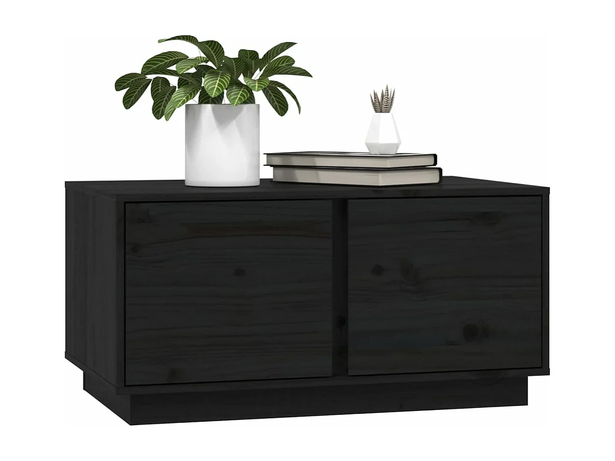 Couchtisch Schwarz 80x50x40 cm Massivholz Kiefer