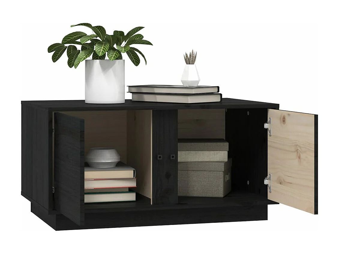 Couchtisch Schwarz 80x50x40 cm Massivholz Kiefer