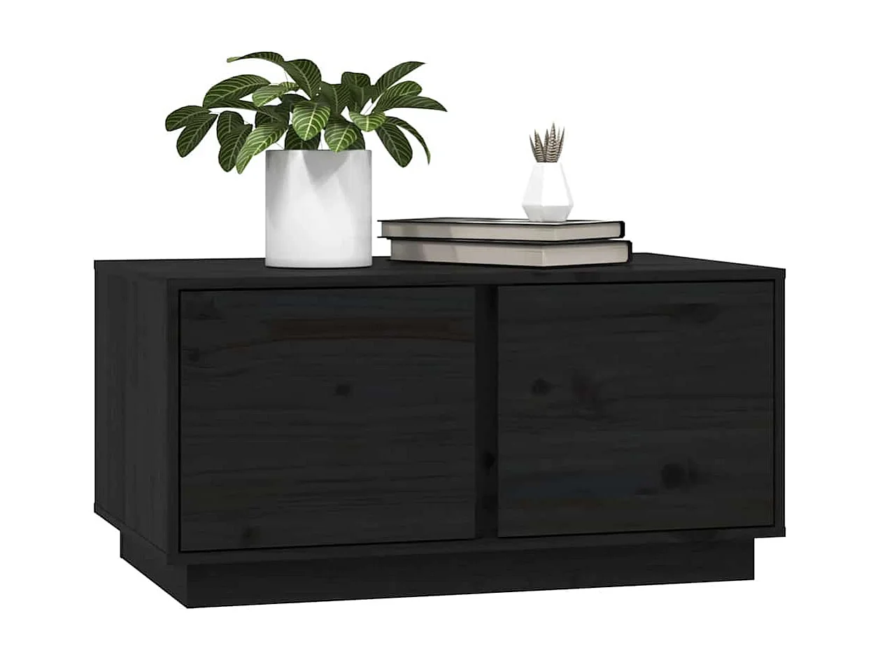 Mesa de centro 80x50x40 cm madeira de pinho maciça preto