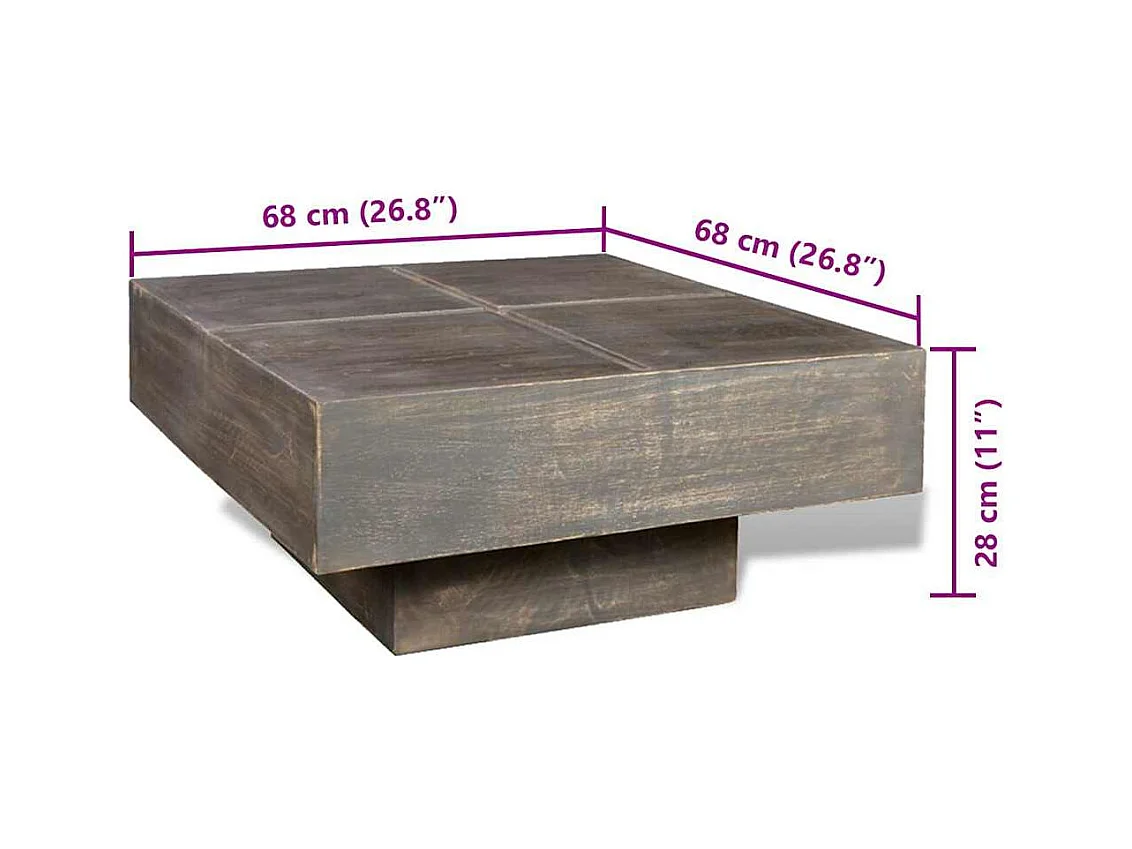 Table basse carrée Marron foncé Bois massif de manguier