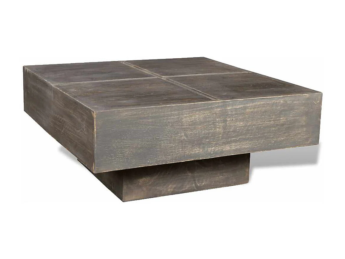Tavolino da Salotto Marrone Scuro Quadrato Legno Massello Mango