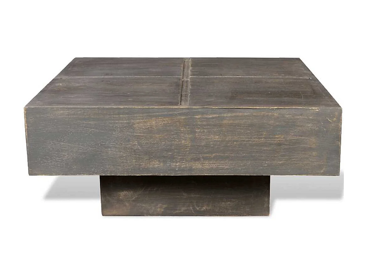 Tavolino da Salotto Marrone Scuro Quadrato Legno Massello Mango