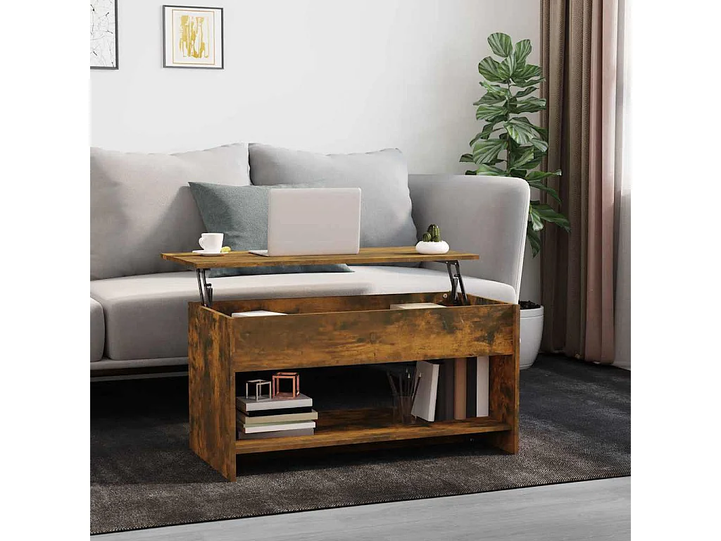 Table basse Chêne fumé 102x50x52,5 cm Bois d'ingénierie