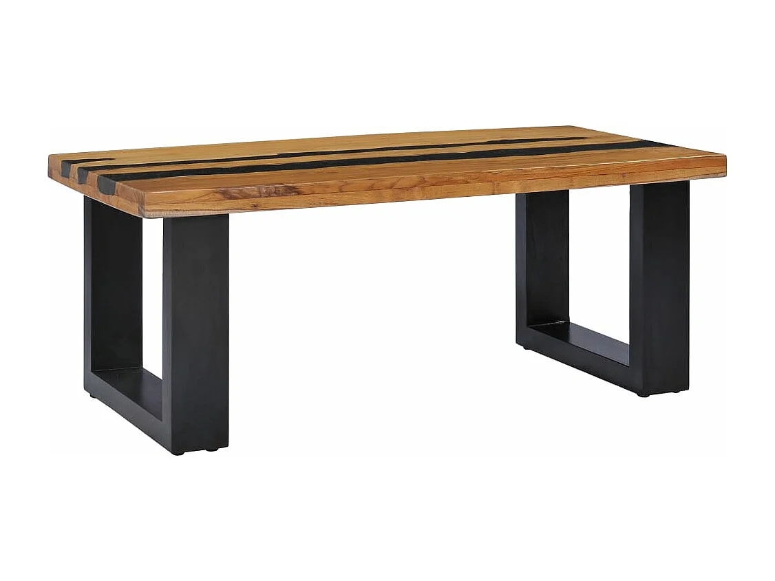 Table basse 100x50x40 cm Bois de teck massif et pierre de lave