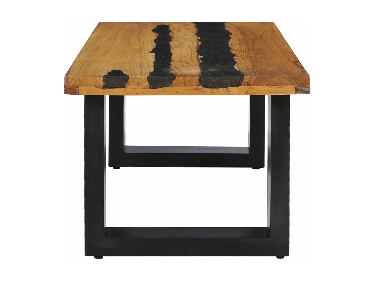 Table basse 100x50x40 cm Bois de teck massif et pierre de lave