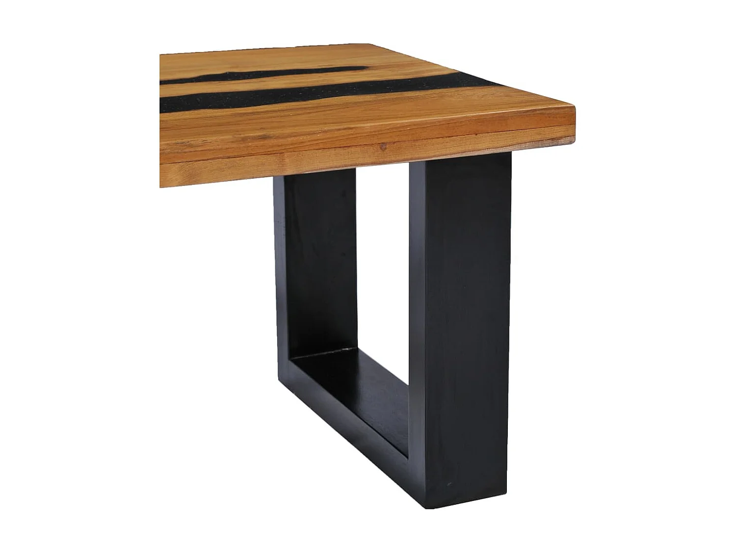 Table basse 100x50x40 cm Bois de teck massif et pierre de lave