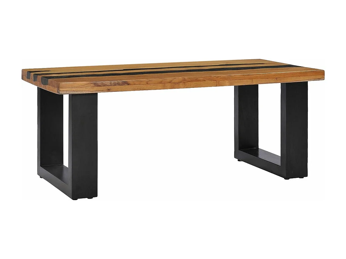 Table basse 100x50x40 cm Bois de teck massif et pierre de lave