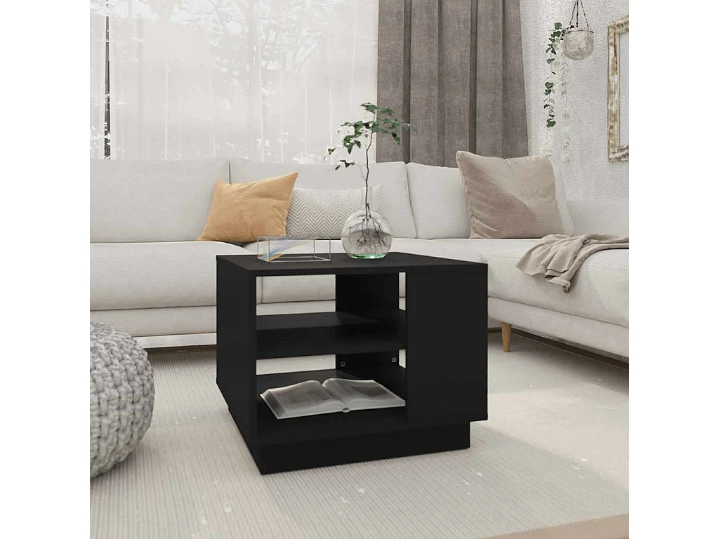 Table basse noir 55x55x43 cm bois d'ingénierie