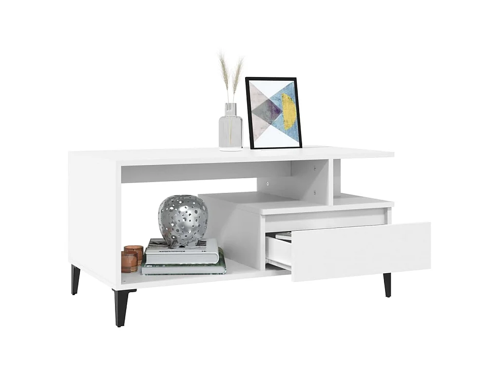 Salontafel 90x49x45 cm bewerkt hout wit