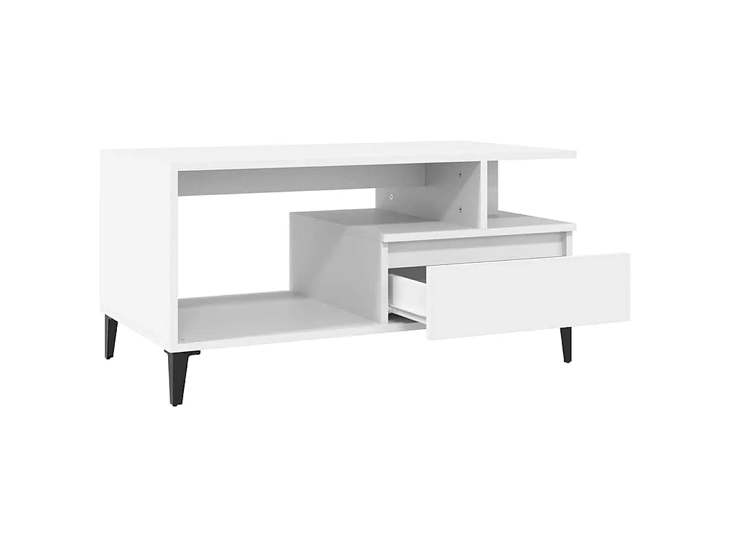 Tavolino da Salotto Bianco 90x49x45 cm in Legno Multistrato