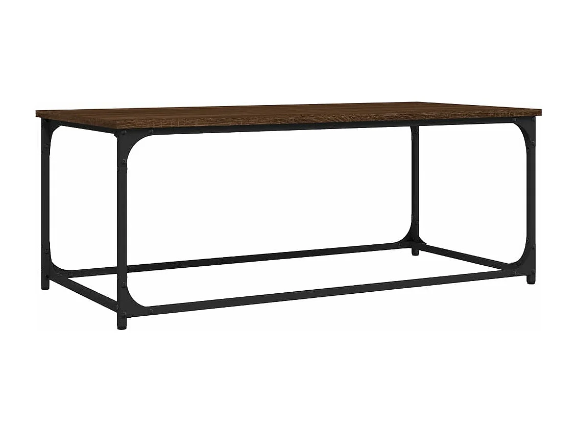 Table basse Chêne marron 102x50x40 cm Bois d'ingénierie et fer