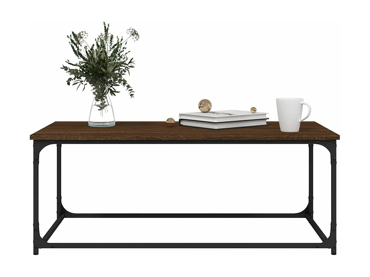 Table basse Chêne marron 102x50x40 cm Bois d'ingénierie et fer