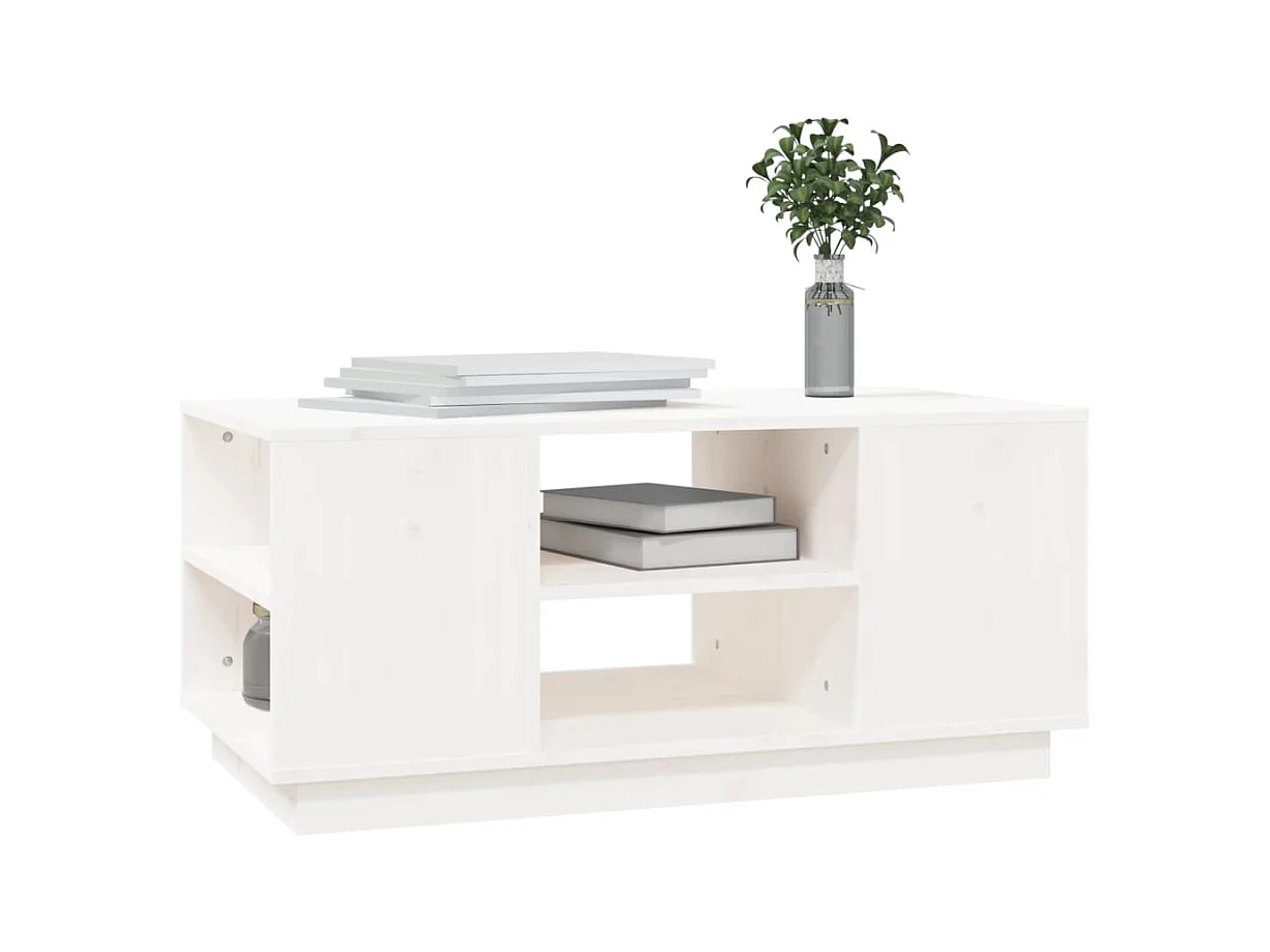 Couchtisch Weiß 90x49x40,5 cm Massivholz Kiefer