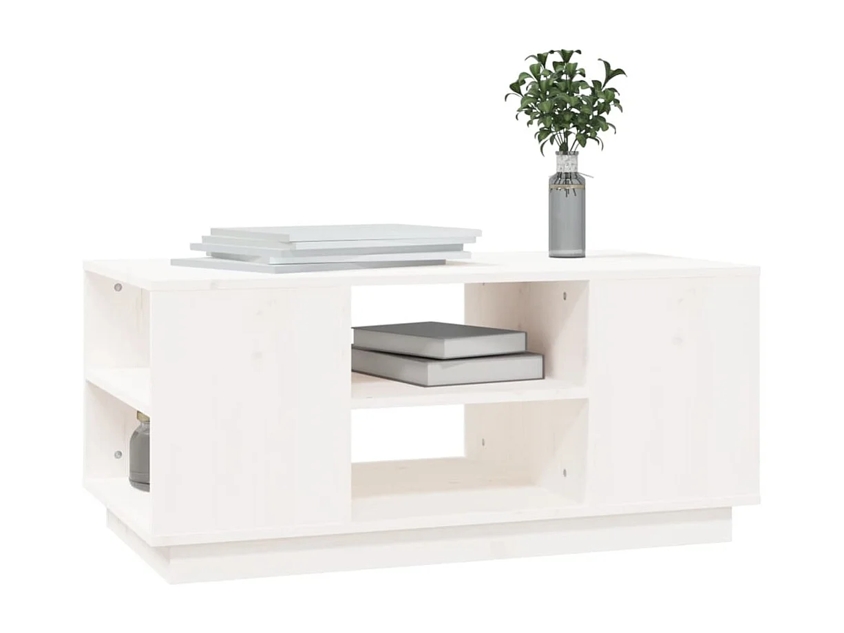 Table basse Blanc 90x49x40,5 cm Bois massif de pin