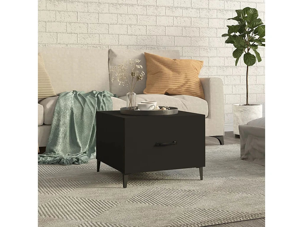 Tavolino da Salotto con Gambe in Metallo Nero 50x50x40 cm