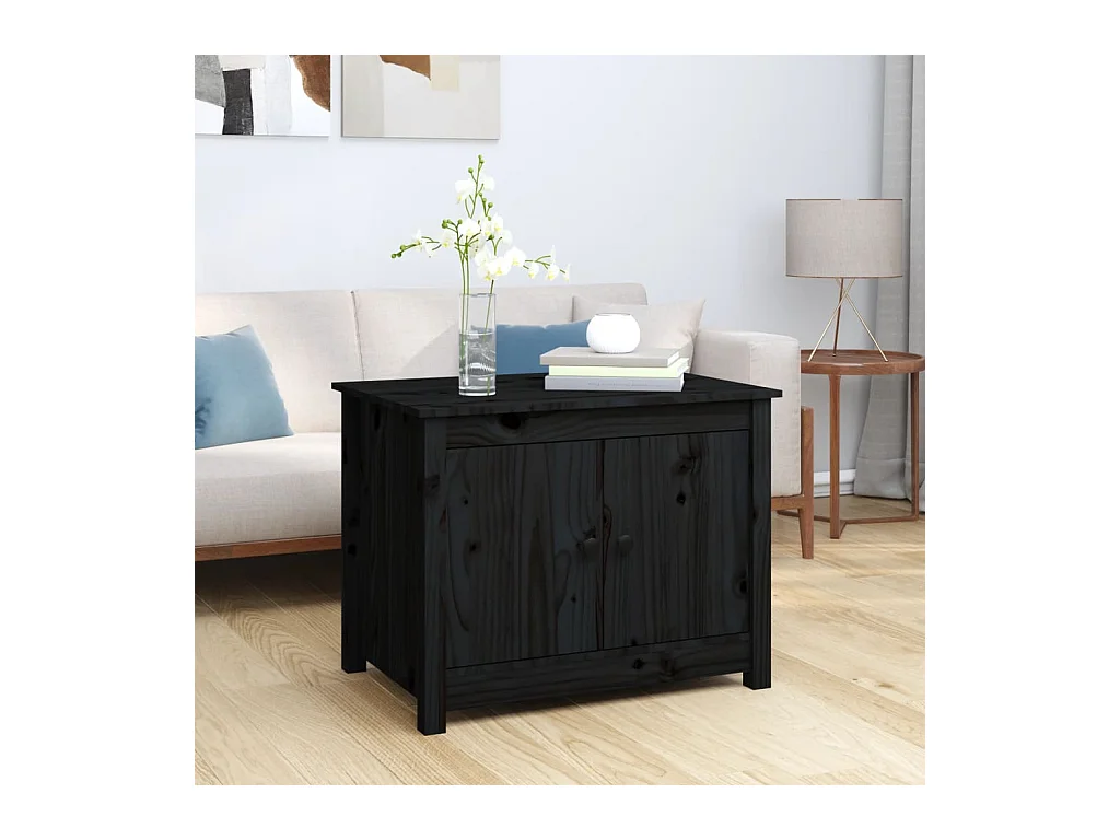 Table basse Noir 71x49x55 cm Bois massif de pin