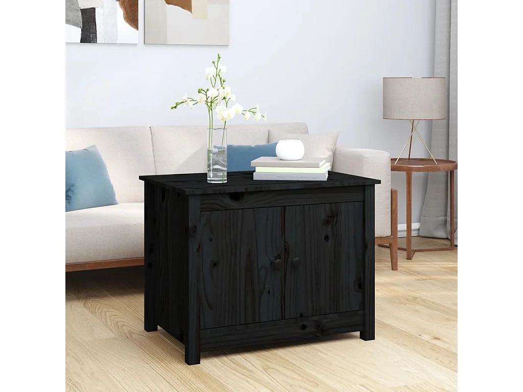 Table basse Noir 71x49x55 cm Bois massif de pin