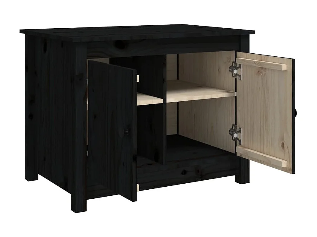 Table basse Noir 71x49x55 cm Bois massif de pin