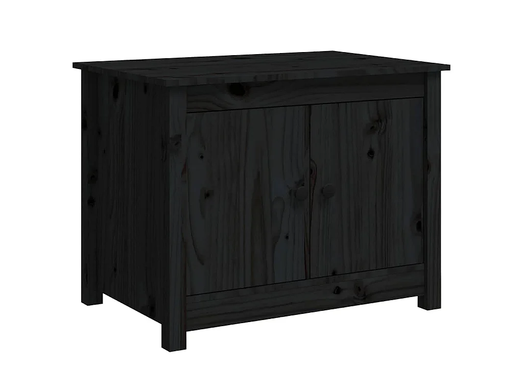 Tavolino da Salotto Nero 71x49x55cm in Legno Massello di Pino