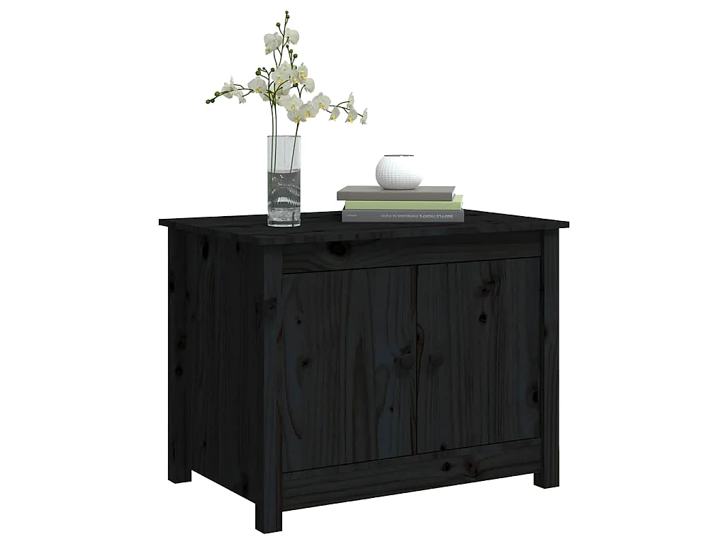 Tavolino da Salotto Nero 71x49x55cm in Legno Massello di Pino