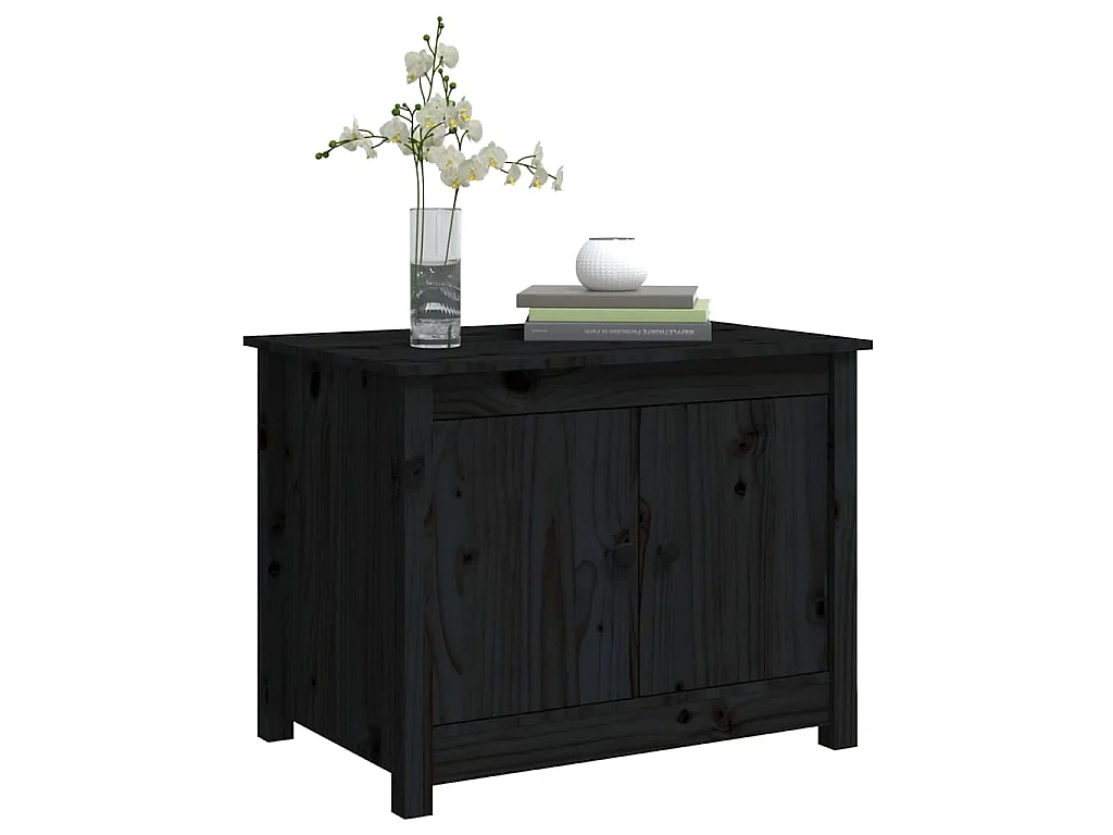 Mesa de centro de madera maciza de pino negro 71x49x55 cm
