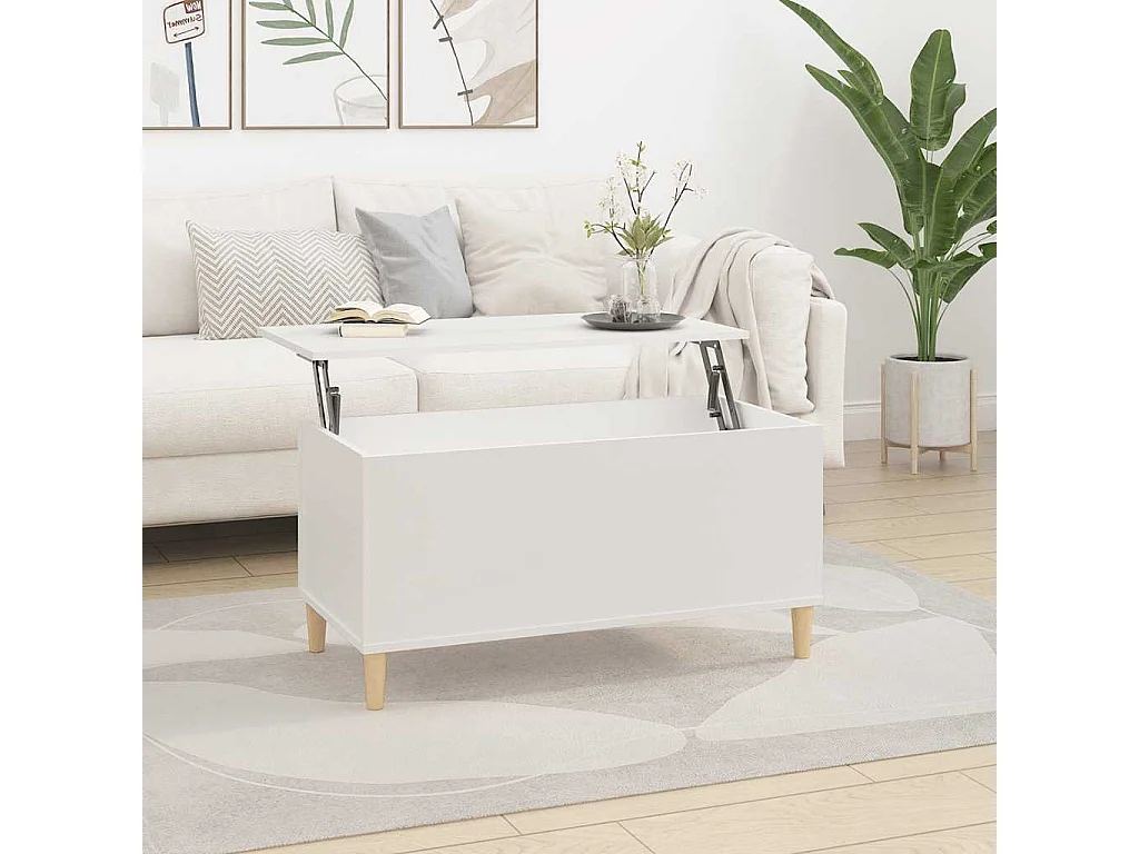 Table basse Blanc 90x44,5x45 cm Bois d'ingénierie