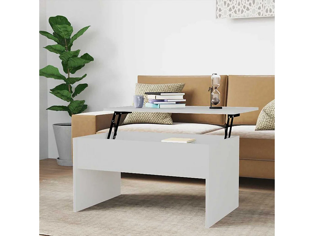 Table basse Blanc 80x50,5x41,5 cm Bois d'ingénierie