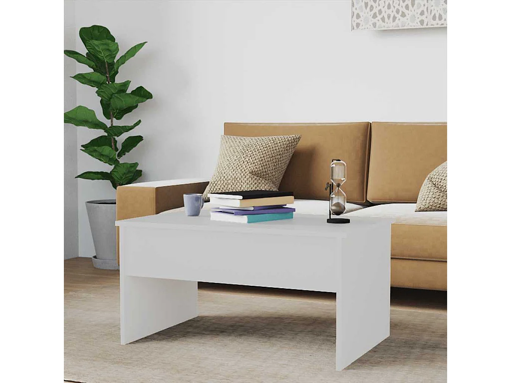 Table basse Blanc 80x50,5x41,5 cm Bois d'ingénierie