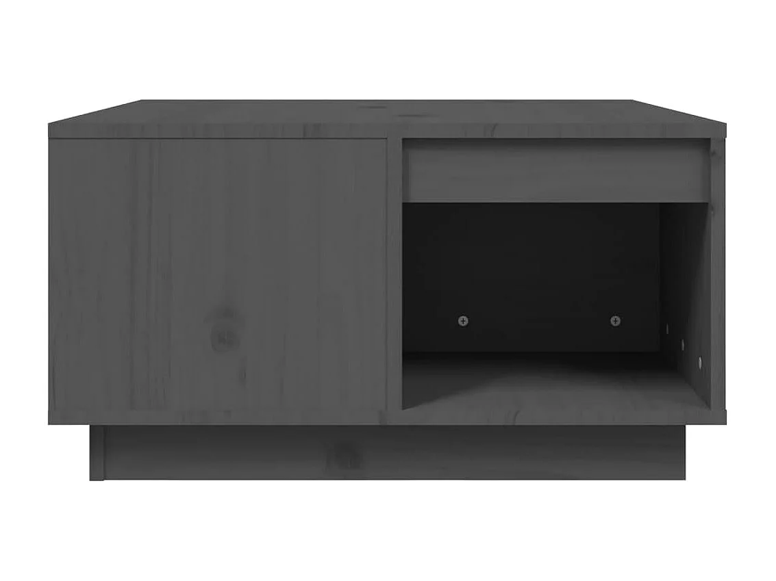 Mesa de centro de madera maciza de pino gris 60x61x32,5 cm