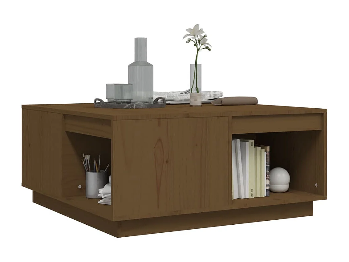 Tavolino da Salotto ambra 80x81x36,5 cm Legno Massello di Pino