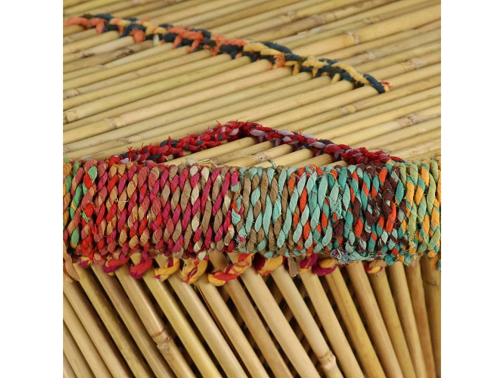 Tavolino da Salotto in Bambù con Dettagli Chindi Multicolore