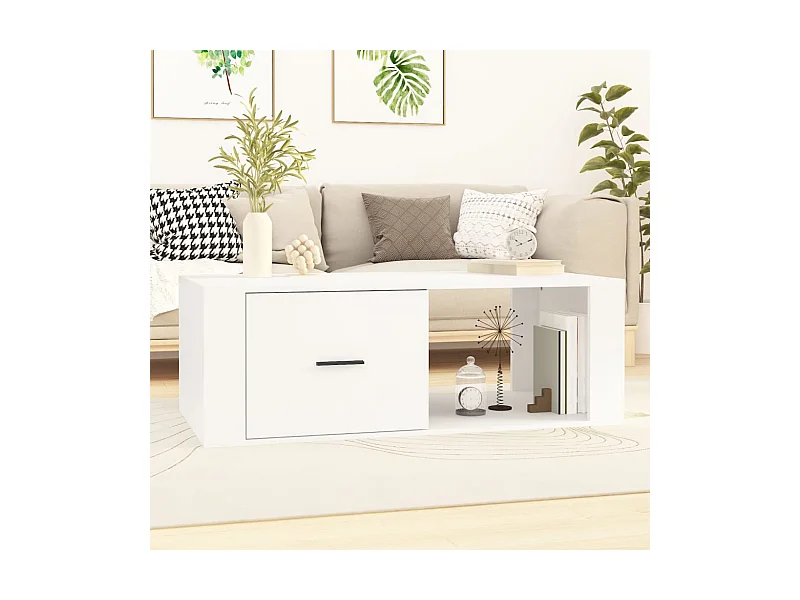 Table basse Blanc 100x50,5x35 cm Bois d'ingénierie