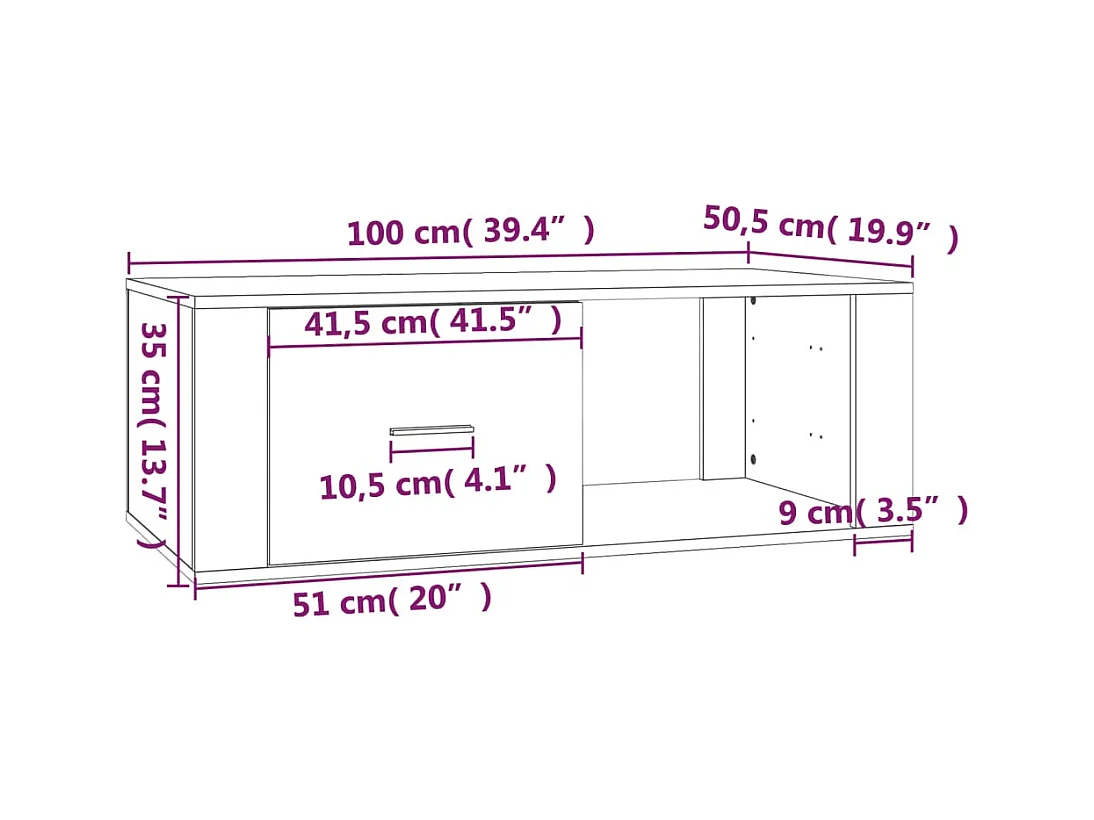 Table basse Blanc 100x50,5x35 cm Bois d'ingénierie