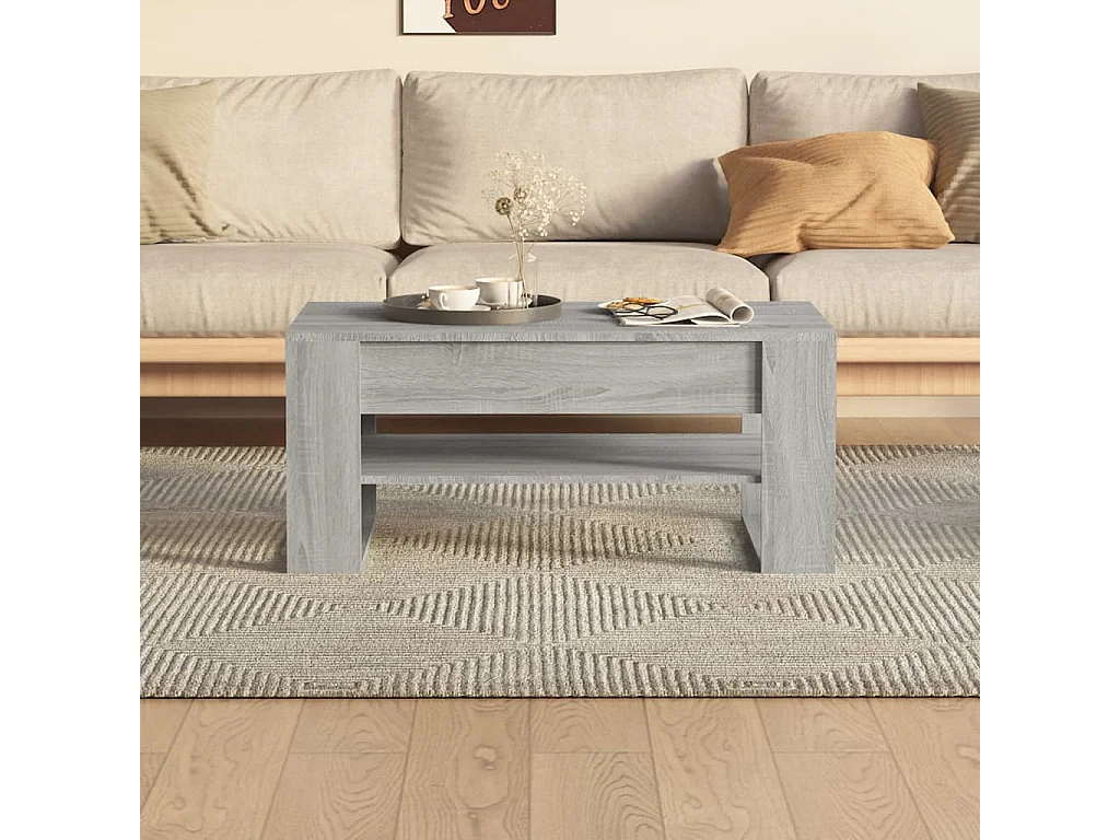 Table basse sonoma gris 102x55x45 cm bois d'ingénierie