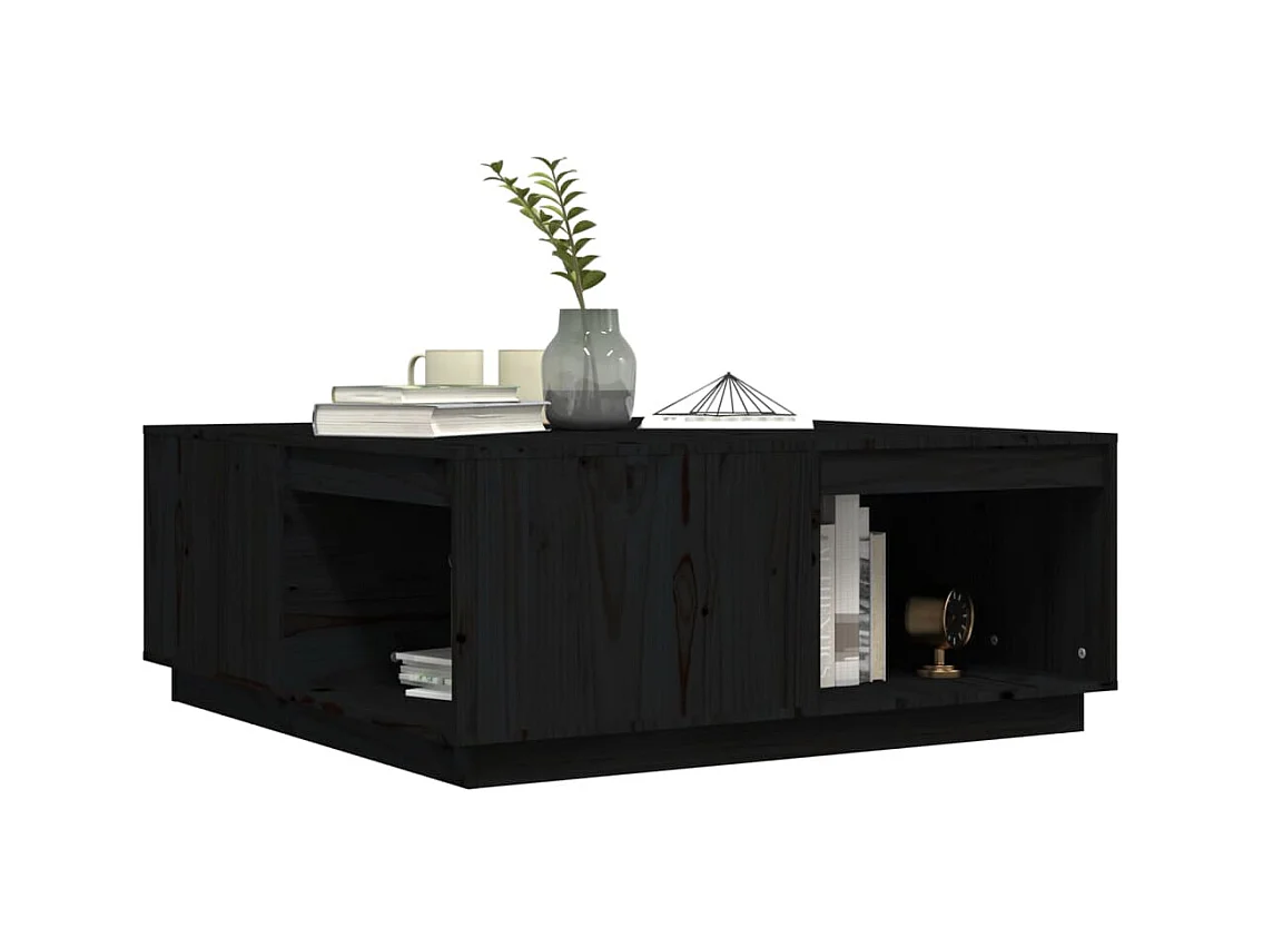 Table basse Noir 100x101x40,5 cm Bois massif de pin