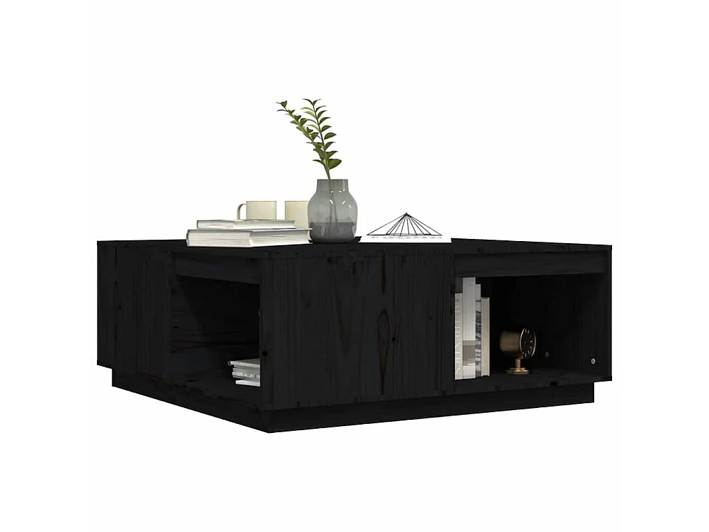 Mesa de centro 100x101x40,5 cm madeira de pinho maciça preto