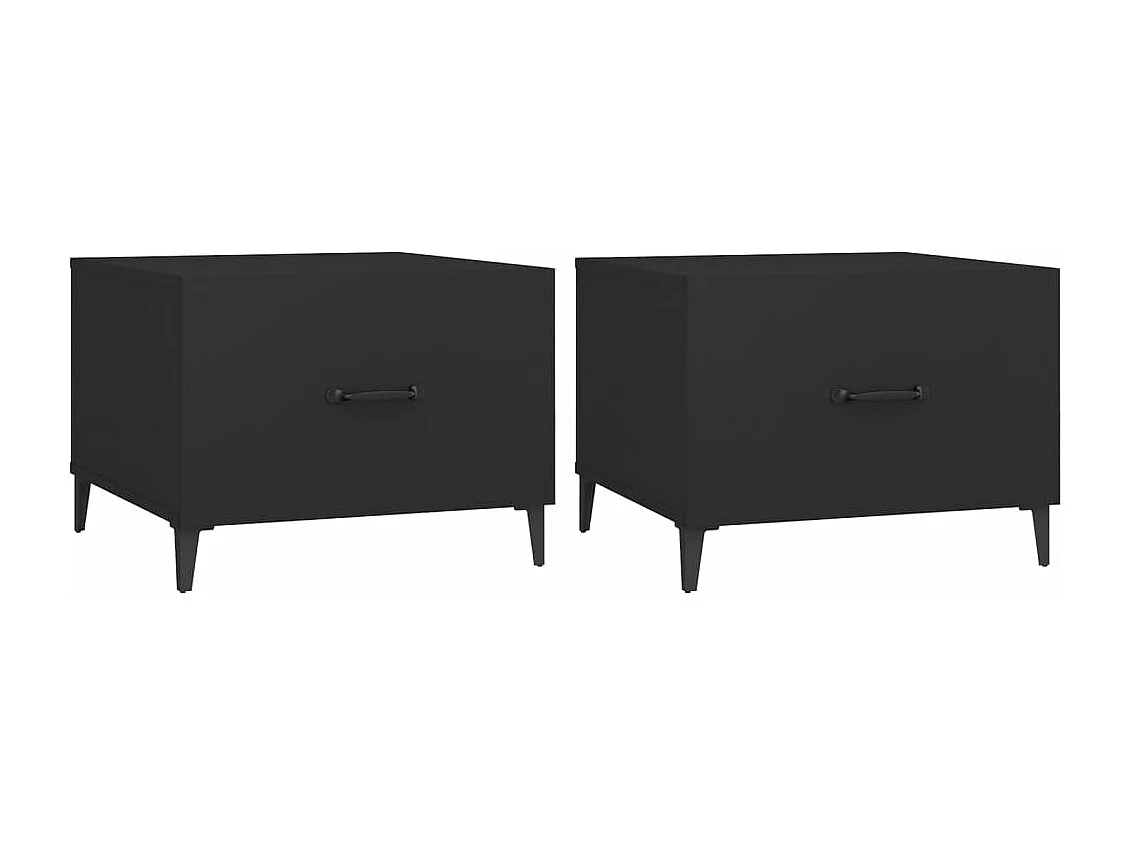 Tables basses avec pieds en métal 2 pcs Noir 50x50x40 cm