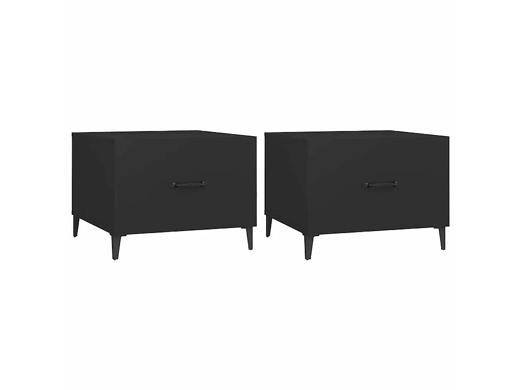 Tables basses avec pieds en métal 2 pcs Noir 50x50x40 cm