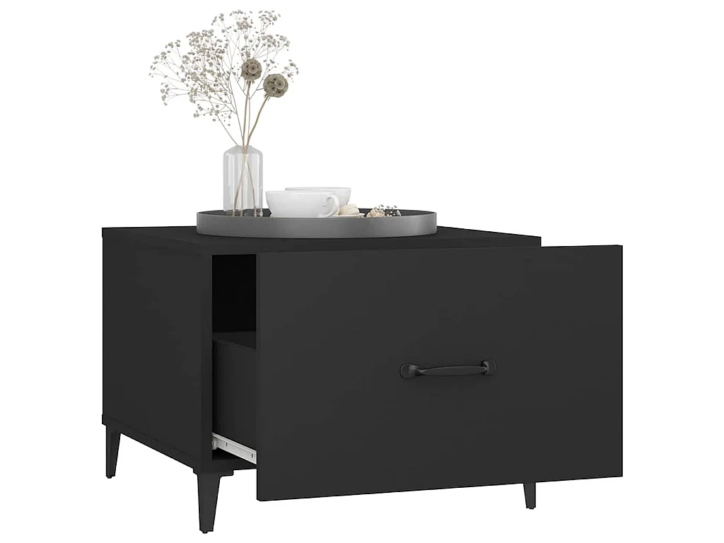 Tables basses avec pieds en métal 2 pcs Noir 50x50x40 cm