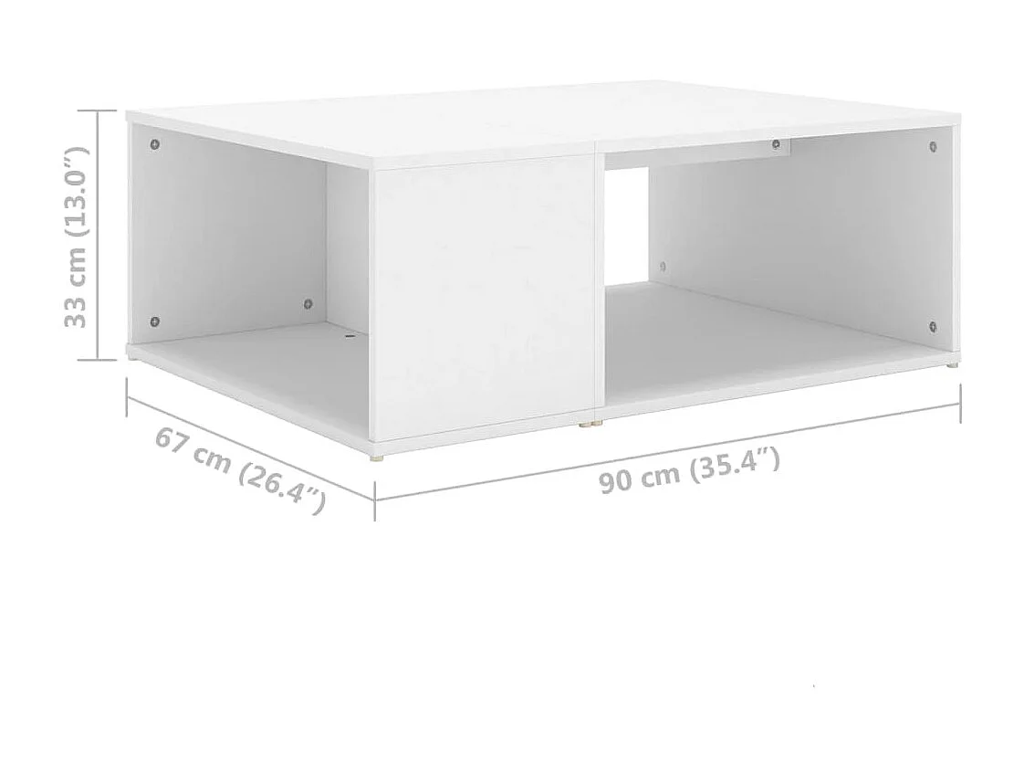 Salontafel 90x67x33 cm bewerkt hout wit