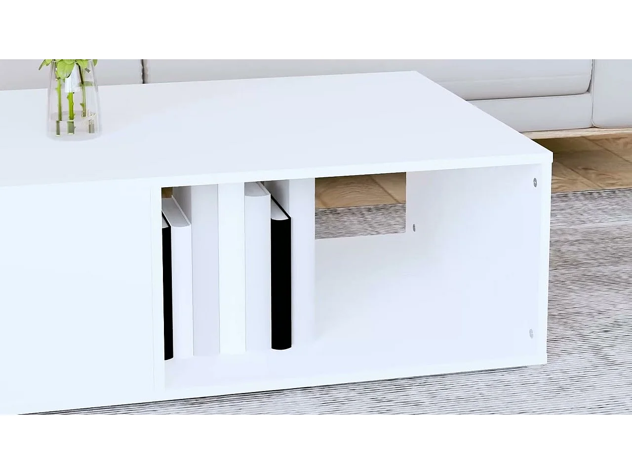 Table basse blanc 90x67x33 cm bois d'ingénierie