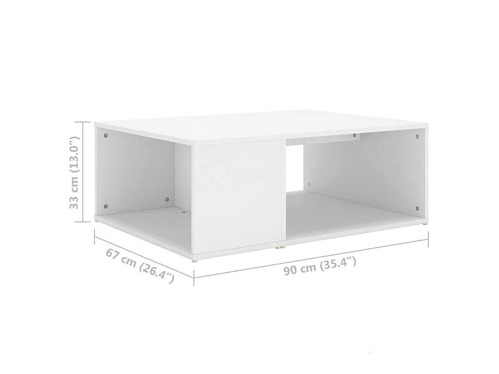 Tavolino da Salotto Bianco 90x67x33 cm in Legno Multistrato