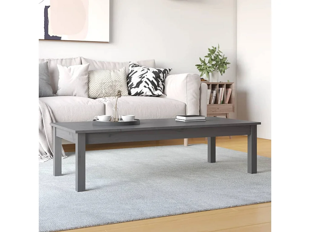 Table basse Gris 110x50x30 cm Bois massif de pin